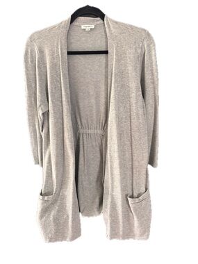 Olivia Warren Open-Front Light Gray Women’s Cardigan with Pockets